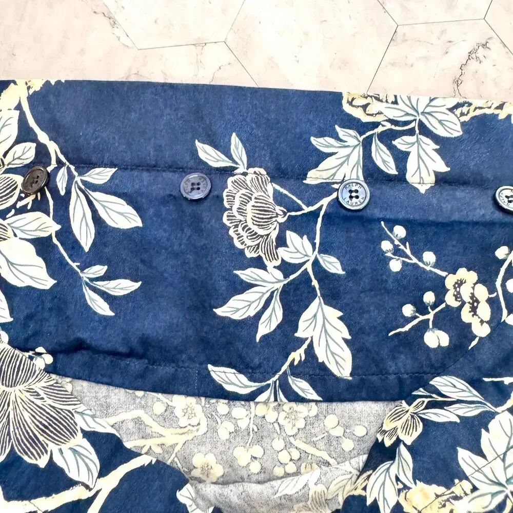 2 Ralph Lauren King Pillow Shams Deauville Blossom Floral Navy Blue HTF READ